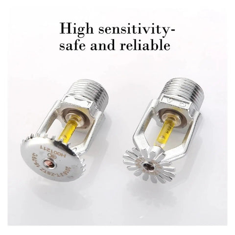 Ace Five Pack Fire Sprinkler Heads With Up And Down Spray Pattern For Hassle Free Ceiling Install DN15 79C Activation Big Time Emergency Readiness Built Different, showing two silver valves with yellow triggers.