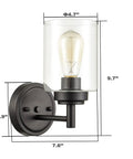 Cool Industrial Black Wall Sconces Two Pack With Cylindrical Clear Glass Shades For Bathroom Vanity Lighting dimensions