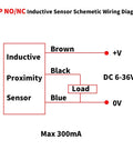 Schematic wiring diagram for 5 Pack Inductive Proximity Sensor Switch M8 No Normally Open PNP 2mm Sensing Distance For Iron Detect DC
