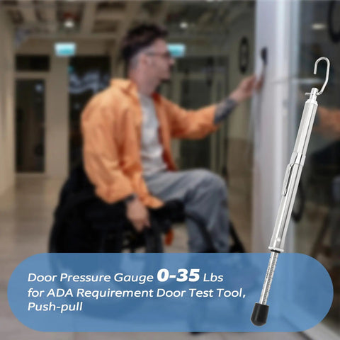 Pressure Gauge 0 To 35 Lbs For ADA Compliant Door Tests In Office Buildings Shopping Malls And Commercial Spaces A Handy Go To Tool For Inspectors And Maintenance Pros Quick Door Tightness And Swing Force Checks, stainless steel door force gauge