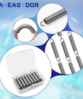 HayEastdor SP9600 stainless steel extension springs with hook ends, 1/4 in x 1-1/2 in, set of 20 in plastic case