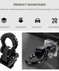D Ring Shackle Isolators Washers Kit For Off Road Shackle Protectors Rubber Cushions displayed on a towing hitch