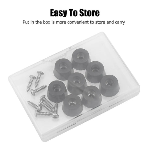 Eight Pack Non Slip Rubber Feet Bumpers Kit With Screws And Stainless Washers For Cutting Boards in a storage box