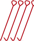36 Inch Manhole Cover Hook Set Of 4 With 5/8 Hex Drive Handle Rock Solid Workhorse Grate Puller For Septic Tanks Drainage And Heavy Gear Moves No Sweat Required, red metal hooks