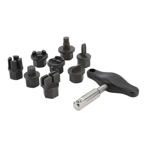 Complete 9 Pcs Oil Pan Drain Plug Repair Kit For Plastic Sump And Stripped Threads Install Remove Tool Set For Routine Auto Maintenance With Storage Case, 9 adapters and handle