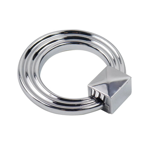 Polished Silver Cabinet Ring Pulls 1.77 Inch Diameter Round Drop Handles For Cabinets And Drawers Pack Of 4 Zinc Alloy Rust Resistant