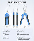 6.5 Inch Pruning Shears 2 Pack With Straight And Curved Blades Duo Garden Snips Micro Tip Premium Plant Clippers specifications