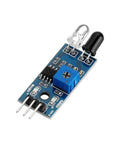 Close-up of Two Pack Infrared Obstacle Avoidance Sensor Module with transmitting and receiving tubes for Arduino projects, three pin output