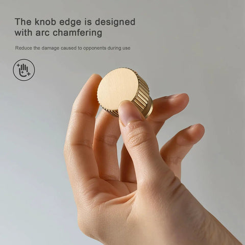 Hand holding Five Pack Solid Brass Cabinet Knobs Brushed Gold Handles For Dresser Kitchen Bedroom Bathroom modern hardware
