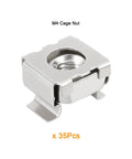 M4 Cage Nut from 35 Pack, forged from solid carbon steel with protective nickel plating, ideal for server racks.