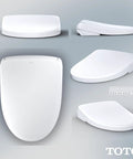 Top Tier Electronic Bidet Toilet Seat With Instant Warm Water Washlet Slick Self Cleaning Wand And Auto Open Close Lid Elongated Frame, multiple angles showcase elegant design.