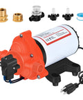 110V Electric Water Pressure Pump 4.0 GPM 50PSI Self Priming Diaphragm Booster with adapters for RV camping and home irrigation.