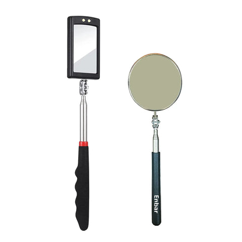 Telescoping Inspection Mirror With 360 Degree Swivel And Flexible Reach On A Stick Handy For Gearheads, Folding Handle
