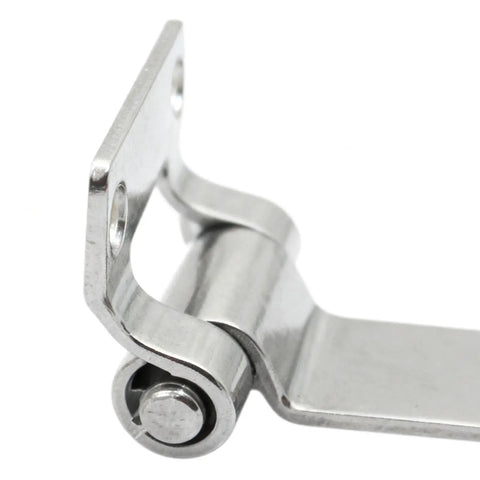 Hella Durable Stainless Steel Marine Hinges For Boats And Cabinets Flexible Clamping For Equipment Panels With Rock Solid Industrial Design. Close-up of hinge detail.