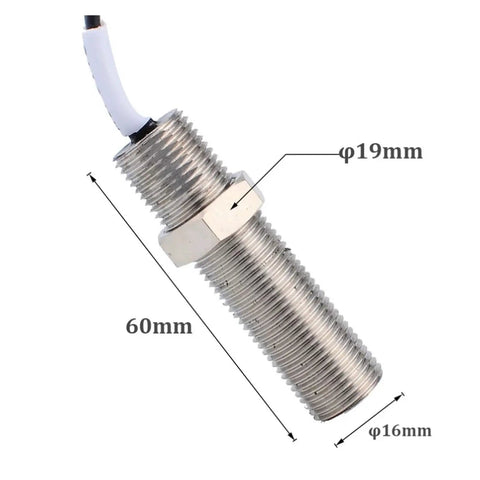 Engine Speed Sensor Magnetic Pickup MPU For Rotational Power Units And Generators, Replacement Part With Rugged Anti Vibration And Anti Interference, Delivers Stable Signal Output For Heavy Duty Machinery, Diesel Engines, Portable Generators, 60mm threaded metal sensor, 19mm hex