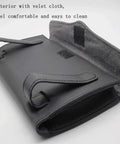 Interior view of Sleek Genuine Leather Car Tissue Holder Sun Visor Napkin Dispenser showing soft velvet cloth lining.