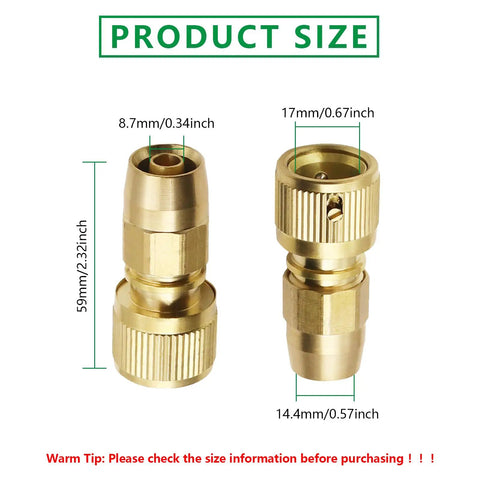 Expandable Garden Hose Repair Kit That Saves You Bucks With Solid Brass End Fittings And Flexible Water Hose Adapter For Three Quarter Inch Quick Connectors Retractable Hose End Repair Fittings 1 Pack, dimensions shown