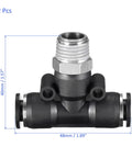 Two Pack One Quarter Inch G Male Push Lock Fittings Tee Union for Quick Connect Pneumatic System Eight Millimeter Tubing