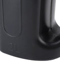 Close-up of the black 2L capacity handle of the 2L Handheld Seed Spreader Fertilizer And Salt Dispenser For Lawns Gardens And Grass Care No Fuss