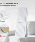 White Barn Door 38 X 84 Inches With Sliding Door Hardware Kit Included, Solid Wood Covered In Waterproof PVC Surface, displayed upright