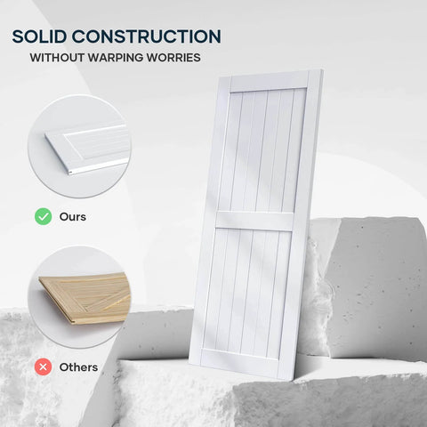 White Barn Door 38 X 84 Inches With Sliding Door Hardware Kit Included, Solid Wood Covered In Waterproof PVC Surface, displayed upright