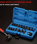 18 Piece 3 8 Inch Drive Crowfoot Flare Nut Wrench Set With Organizer Box SAE And Metric Sizes in blue storage case on black