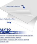 Rock Solid Adhesive Floor Mats 4 Pack Grip Tight Cleanroom Traps showing top and bottom protective films for installation.