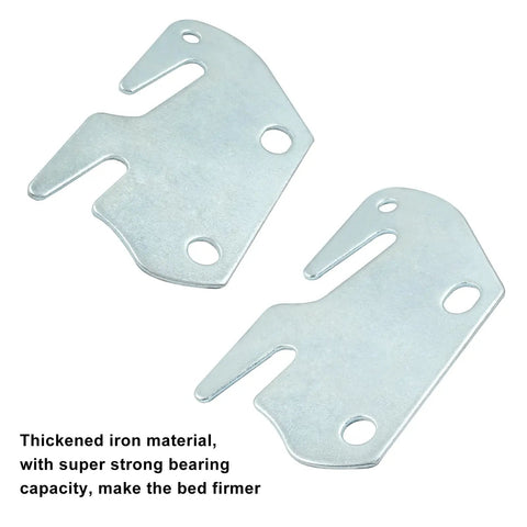 Premium 4 Piece Wood Bed Rail Hook Plates With Rust Proof Zinc Alloy Finish, thickened iron brackets for bed support.