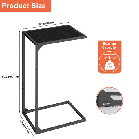 Dimensions of Set Of 2 C Shaped End Tables That Slide Under The Sofa For Easy Laptop Work Or Snack And Drink Tray And TV Tray Space Saving