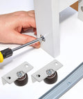 No Sweat Silent TPR Drawer Casters 4 Piece Heavy Duty Fixed Rolling Wheels for Office Cart and Cabinet installation with screwdriver