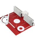 Top Shelf Aluminum Router Table Insert Plate With Quick Flip Top And Precision Miter Gauge, bold red finish, heavy duty design.