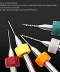 10Pcs Mini PCB Drill Bit Set 0.1Mm To 3.0Mm Alloy Tungsten Carbide Bits with colored rings on black background