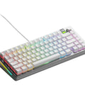 Solid Aluminum Tkl Mechanical Keyboard With Hot Swappable Mx Switches And Sound Dampening Foam Drip Modular Chassis For Epic Gaming Rig Setup And Butterly Typing Action In Sleek Silver Usa Qwerty Layout with RGB lighting.