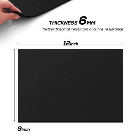9x12 Inch Heavy Duty Heat Shield Barrier Blanket With Reflective Insulation Carbon Felt for high temp protection, size diagram