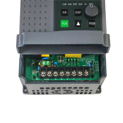 Powerful Inverter 2.2KW VFD Frequency Converter Variable Frequency Drive For CNC Motor Driver Speed Control 1HP Input 3HP Output With Smooth, Precise Machining And Easy Speed Tuning, front terminal view