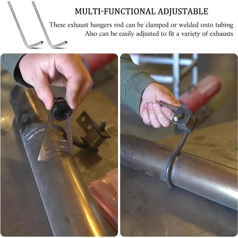 Universal 90 Degree Bend Exhaust Hanger Rods With Weld Bracket Kit Fit Most Cars, Perfect For DIY Mods To Stabilize Pipes And Kill Extra Vibration Noise Like A Pro