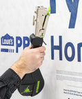 Top Shelf 3 8 Inch Plastic Cap Staples For Housewrap Roofing And Insulation Installations Featuring Bombproof Retention And Premium Weather Proofing Build 2016 Pack in use with a stapler on housewrap.