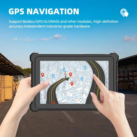 Straight Up Badass 10.1 Inch IP67 Rugged Industrial Tablet PC Running Windows 11 with GPS navigation features.