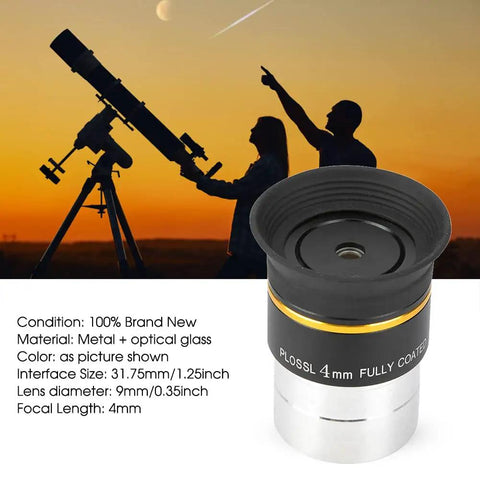 1.25 Inch 4mm Plossl Eyepiece With Full Multilayer Coating And Metal Body Showcased Against Stargazing Background