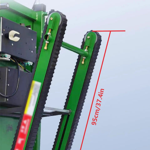 Heavy Duty Electric Stair Climber Cart With Powerful Crawler Tracks For Easy Moving Logistics Heavy Loads And Home Warehouse Tasks close-up of crawler tracks and measurement scale.