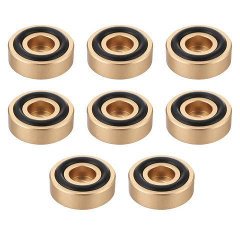Set Of 8 Aluminum Cutting Board Feet With Gold Tray Risers Heavy Duty Silicone Rubber Supports With Screws Anti Vibration Tabletop Protection Moisture Resistant Durable Kitchen Feet For Stabilized Surfaces