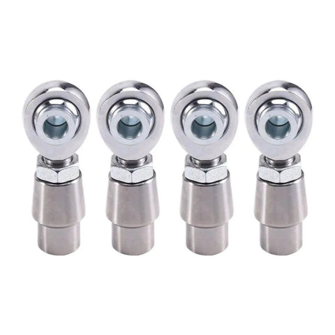 Heavy Duty 8 Piece Heim Joint Rod End Ball Bearing Kit With Spacers For Custom Drag Cars And Slick Street Rod Linkage Sweet Angular Flex And No Stress 5/8 Inch 18 Thread Fitment - four metal rod ends with chrome finish