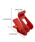 Versatile Adjustable Tape Dispenser With Precision Ribbon Cutter And Tough Locking Clip For Boss Mode Desk Organization, red plastic with measurements.