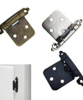 Self Closing Overlay Cabinet Hinges 10 Pack Heavy Duty Flush Cupboard Door Springs Nickel Finish Iron Brass Black