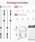 Washer Suspension Rod Kit Easy Install Includes 4 Rods 4 Balls 4 Bushings Replacement Part W11130360 For Top Load Washers Compatible With Whirlpool Maytag Kenmore kit components