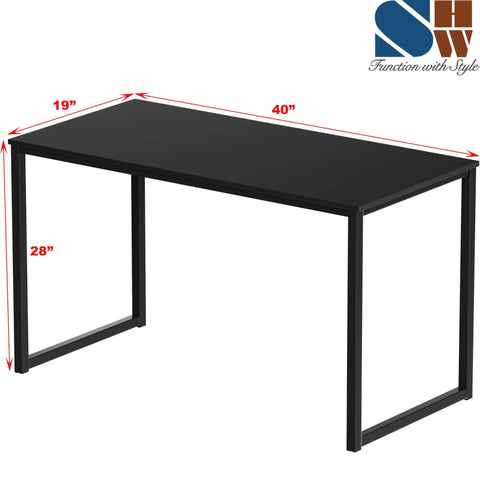 Space Saving 40 Inch Home Office Desk For Computer Setup Black Durable Powder Coated Steel Frame Ideal For Small Rooms Dorms And Home Offices Fits Laptop Monitor And Essentials With A Clean Sleek Look, dimensions 40x19x28 inches