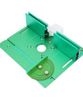 Heavy Duty Anodized Aluminum Router Lift Tool With Knockout Height Calibration And Rock Solid Flip Base Insert Plate for precision woodworking setup.