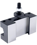 Close-up of Quick Change Tool Post Holder For 1 Inch Turning Tools, Style 1 Lathe Swing 14–20 Inches, Includes 0250-0401, durable steel.