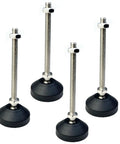Bulletproof Heavy Duty Adjustable Furniture Levelers with M8 x 4inch steel studs and antislip rubber bases for stability.