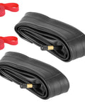 Two Pack Premium Butyl Bike Inner Tubes With Schrader Valve 48mm For 700c Road Bikes Fits 35c To 43c Tires Includes Rim Strips Durable Leak Free Easy Install Great Value For Commuter And Weekend Riders shown with red rim strips.